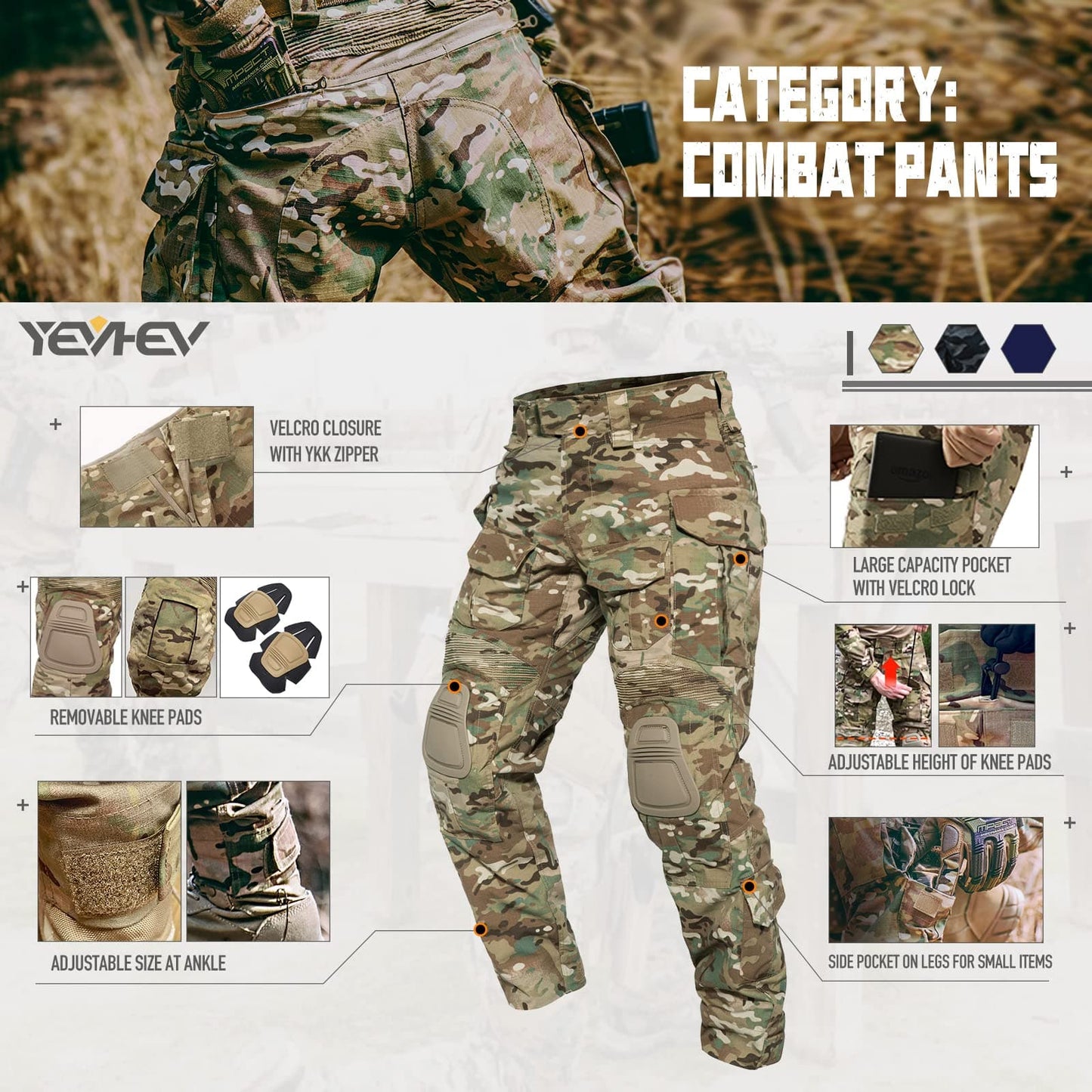 Army Tactical Desert Combat Suits with Knee Pads - G3