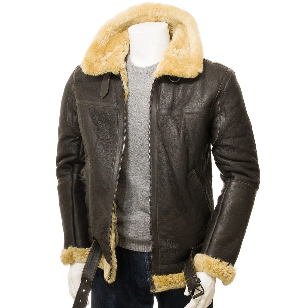 MEN BROWN AND GINGER SHEEPSKIN JACKET EDINBURG