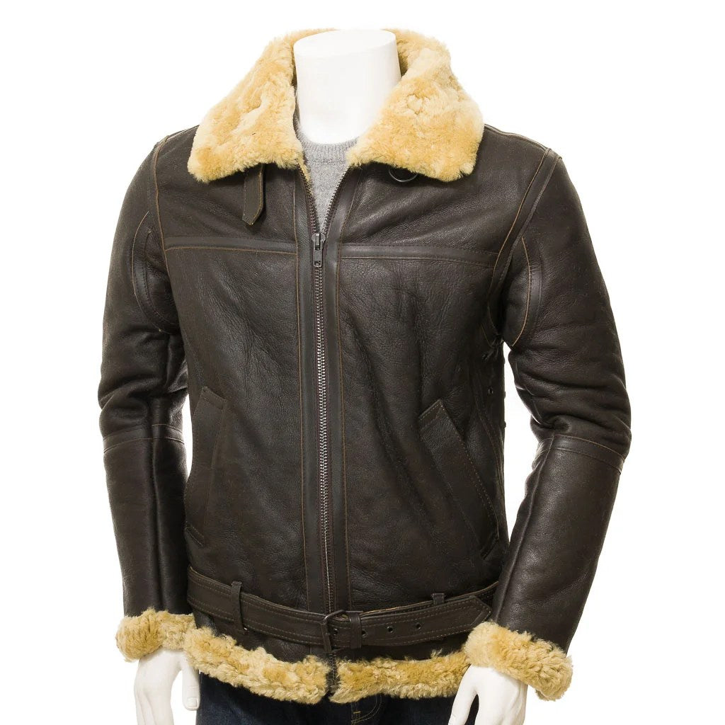 MEN BROWN AND GINGER SHEEPSKIN JACKET EDINBURG