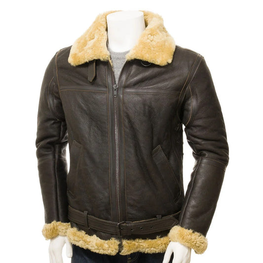 MEN BROWN AND GINGER SHEEPSKIN JACKET EDINBURG