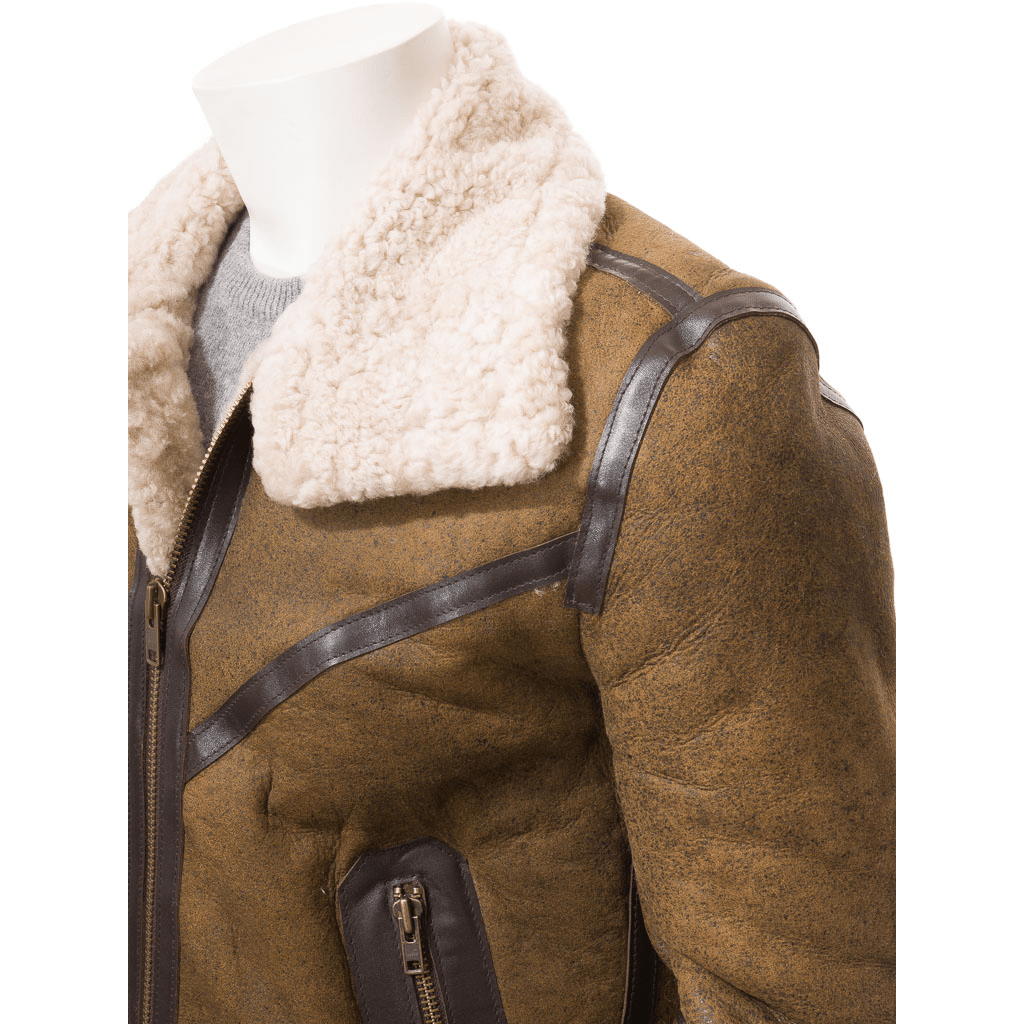 MENS TAN SHEEPSKIN SHEARLING JACKET FREMONT