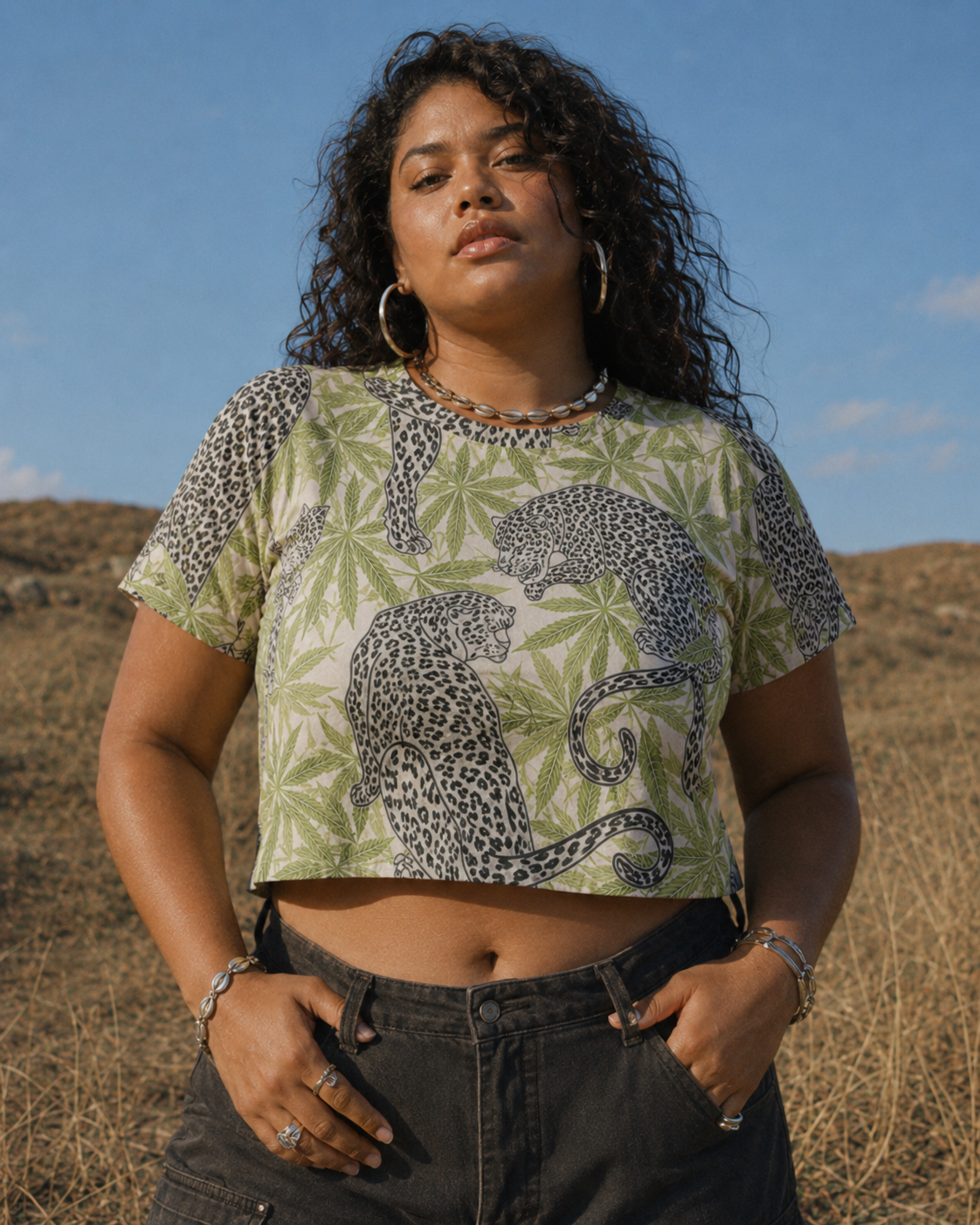 Leopard Cropped Ralgan T-Shirt