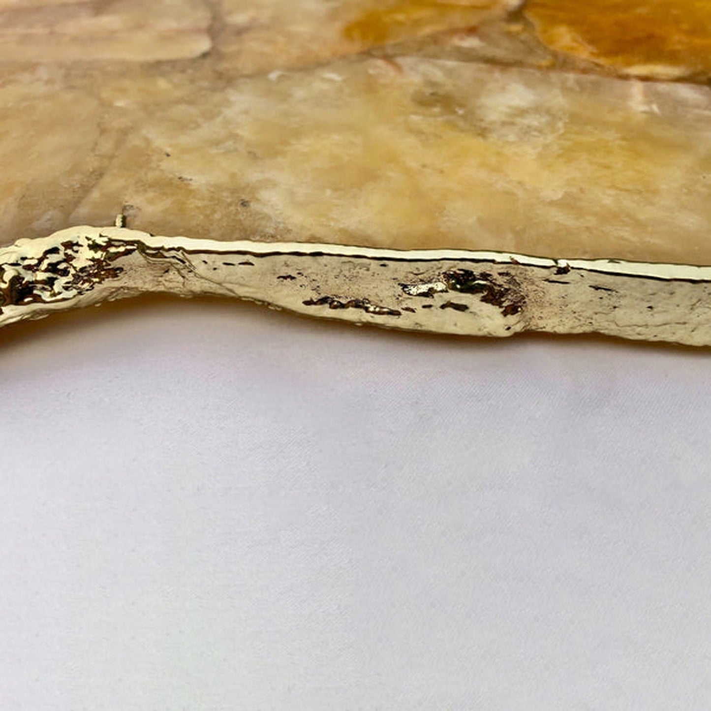 Large Golden Brown Agate Serving Tray With Brass Handles/Personalised Momentos/Sign Boards 10"x15"-2