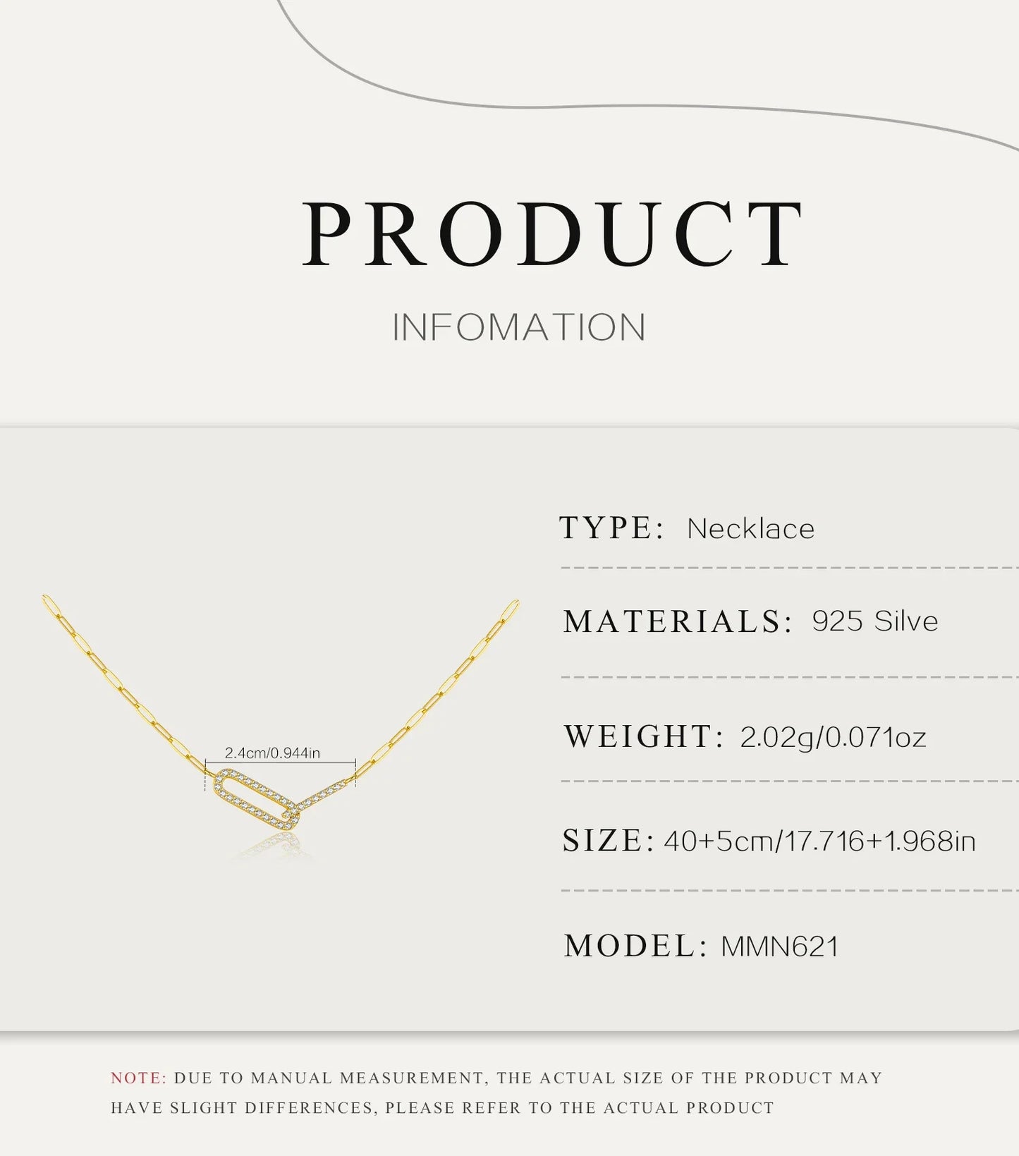 Modern Sterling Silver Link Necklace