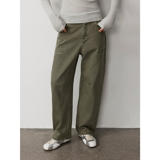 "Primal Instinct" retro distressed wasteland style washed silhouette loose scimitar jeans