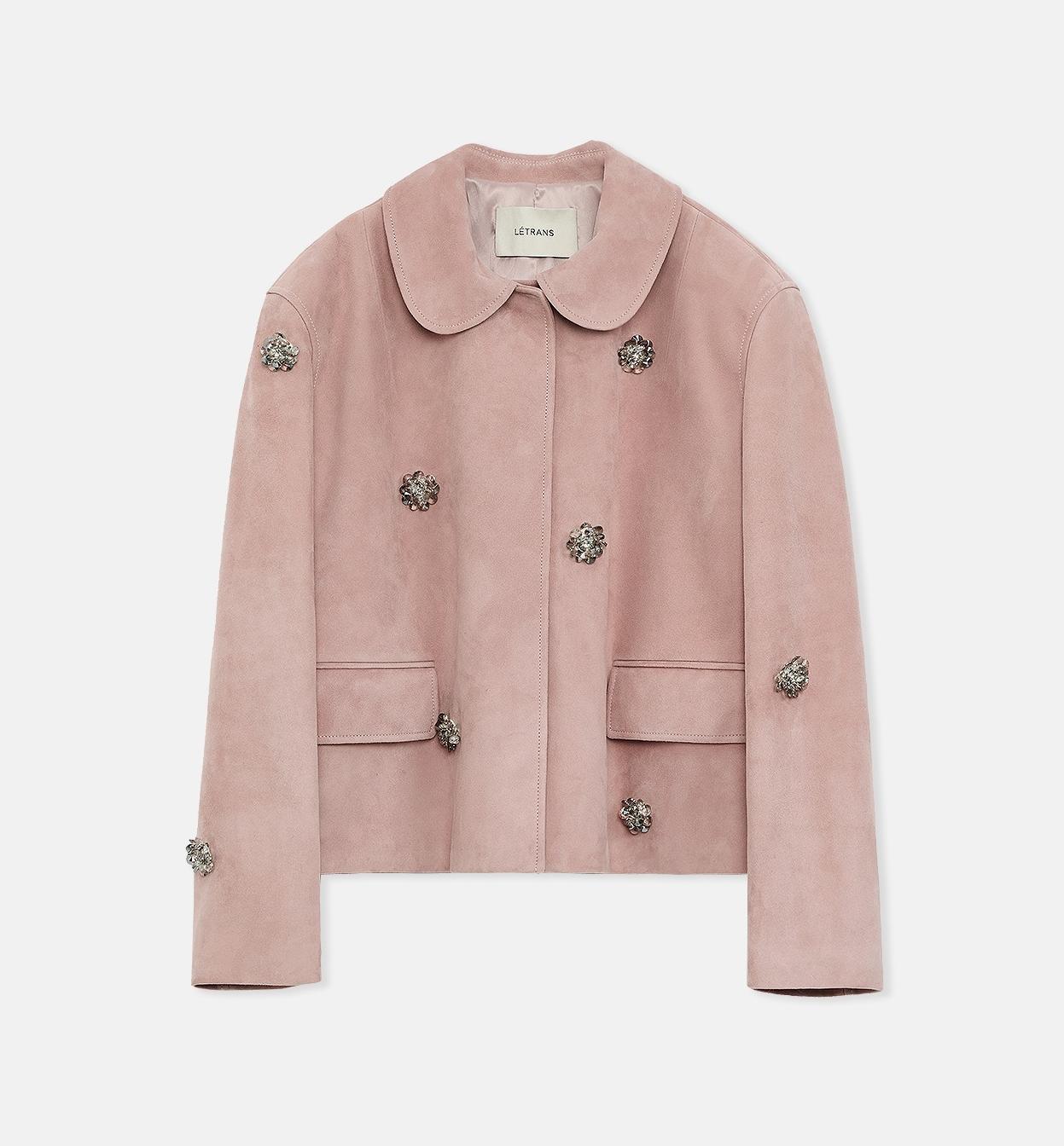 "Velour" high-grade beaded suede leather short leather jacket for women