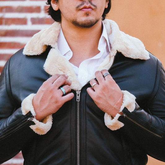 Premium Shearling Fur Leather Jacket Black