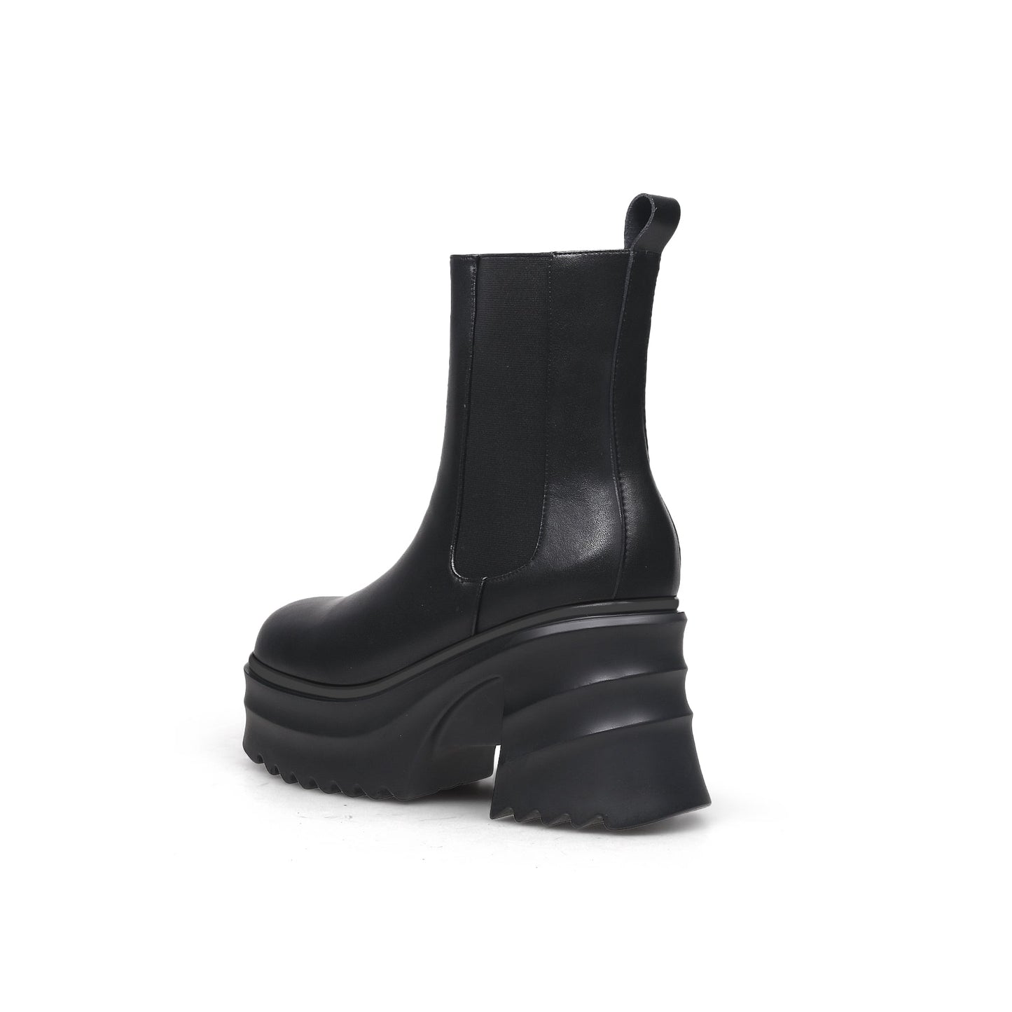 Black Leather Platform Ankle Boots