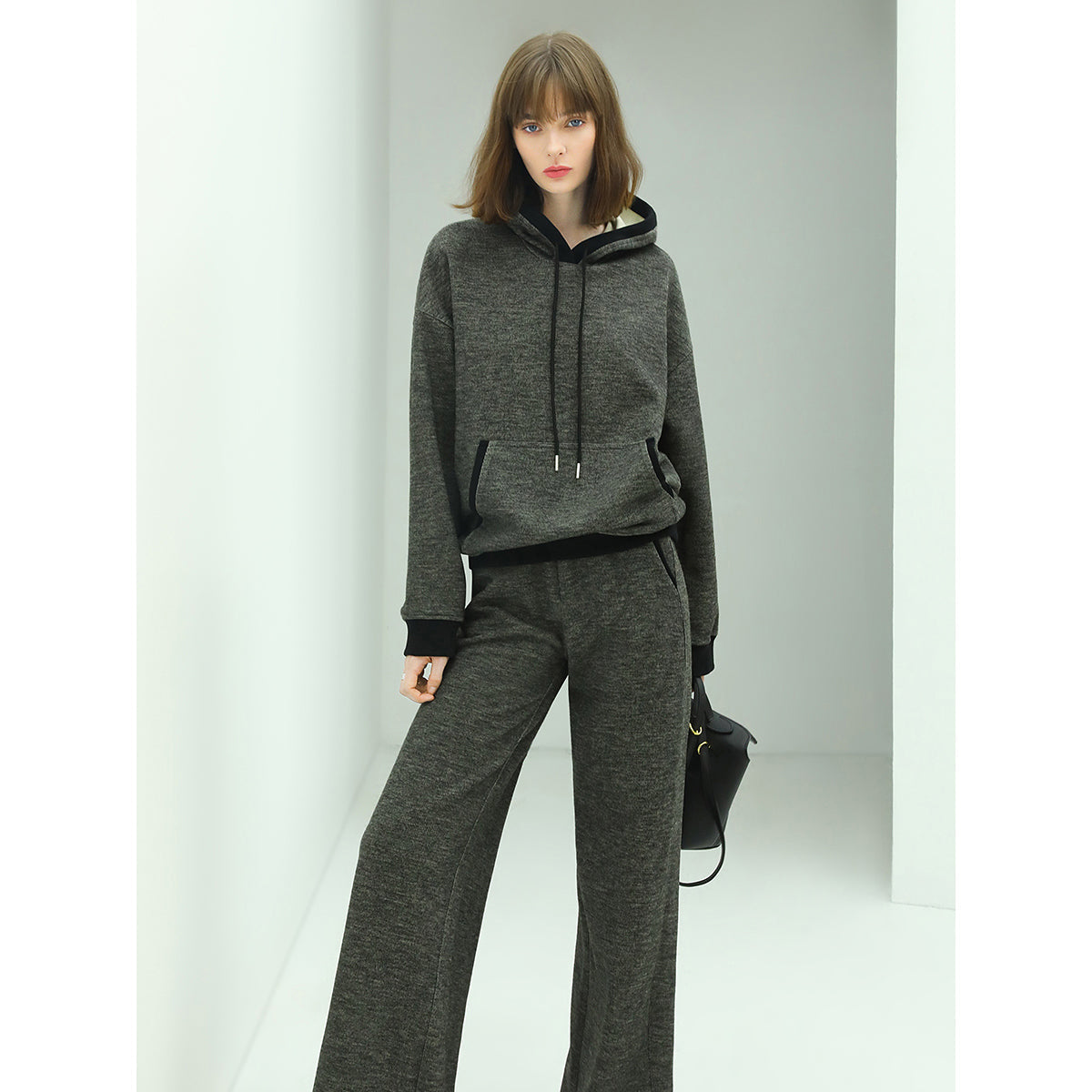 Casual Knitted Pants with Side Pockets in Charcoal
