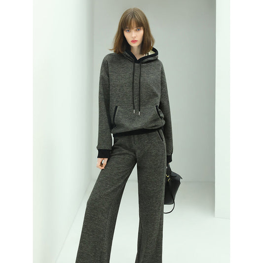 Casual Knitted Pants with Side Pockets in Charcoal