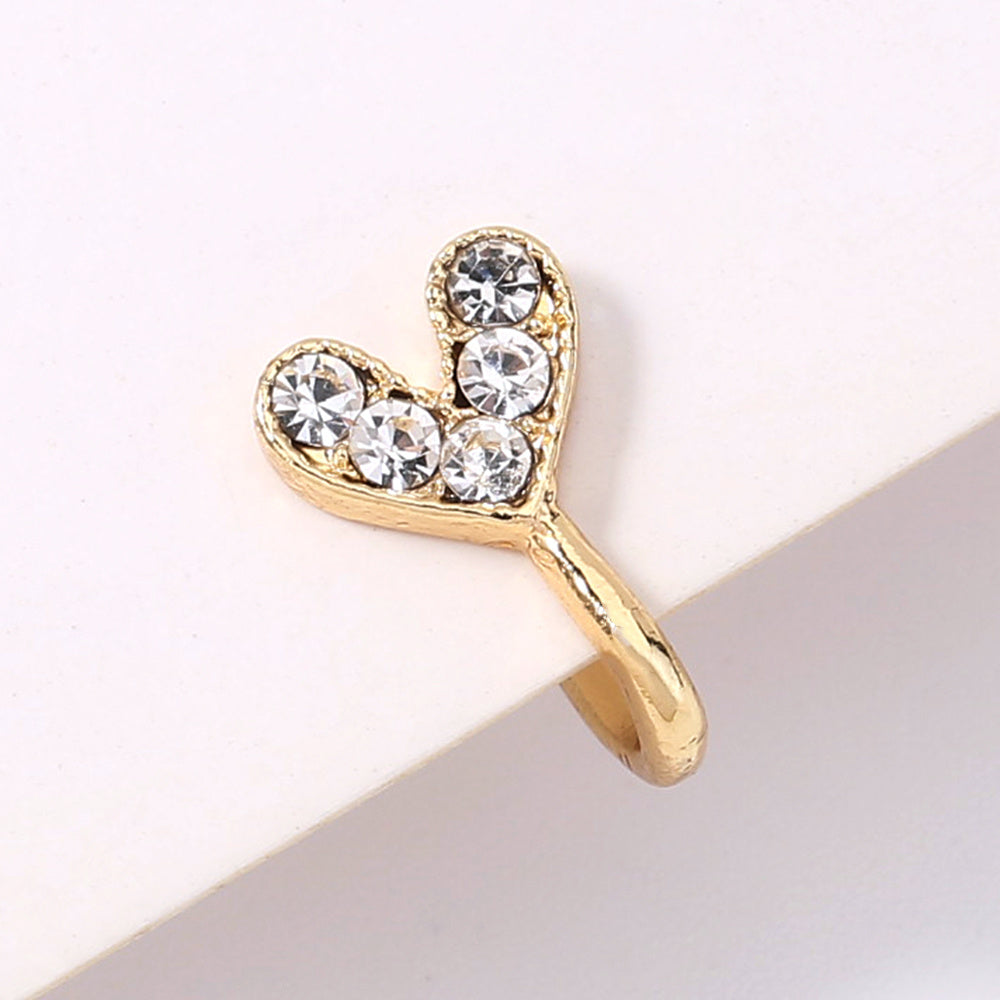 Gold rhinestone nose ring, mini crown rhinestone nose ring, piercing crown nose clip