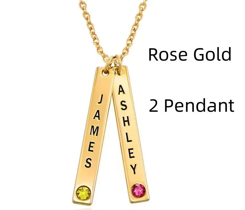 Personalized Vertical Necklace, Mother's Day Gift