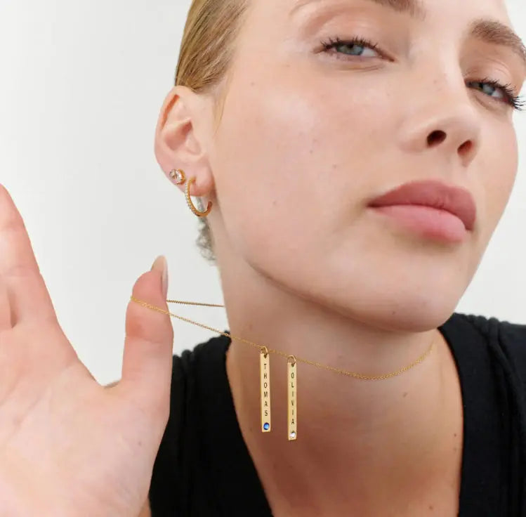 Personalized Vertical Necklace, Mother's Day Gift