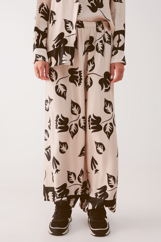 Elasticated Super Wide Leg Pants in Creme-0