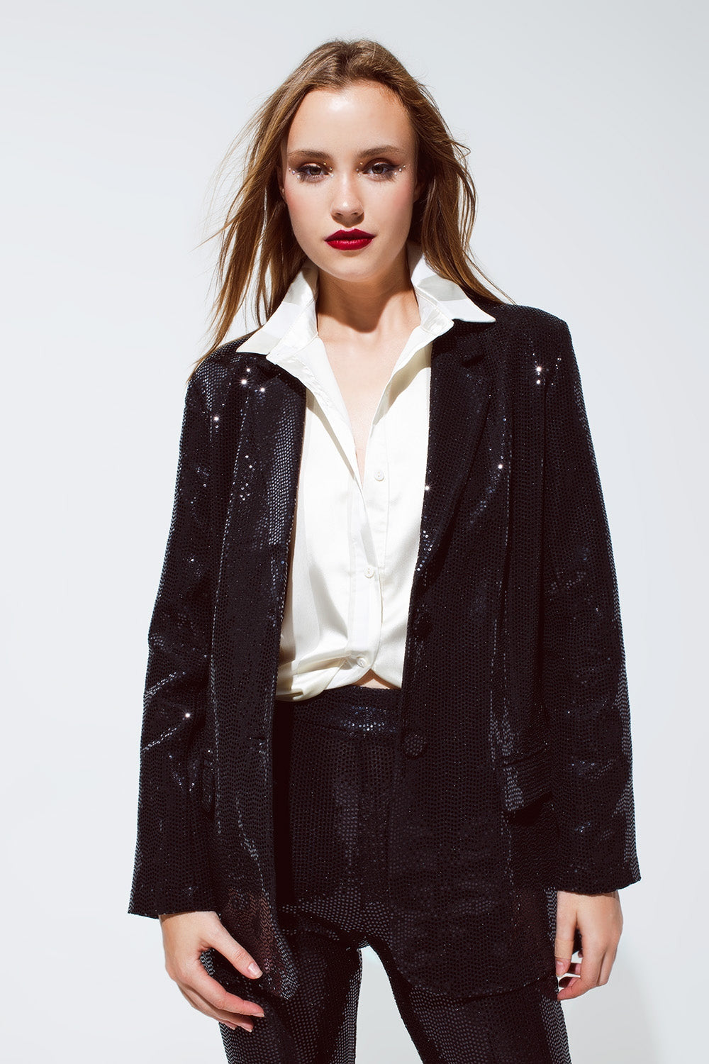 Party Relaxed Sequin Blazer in Black