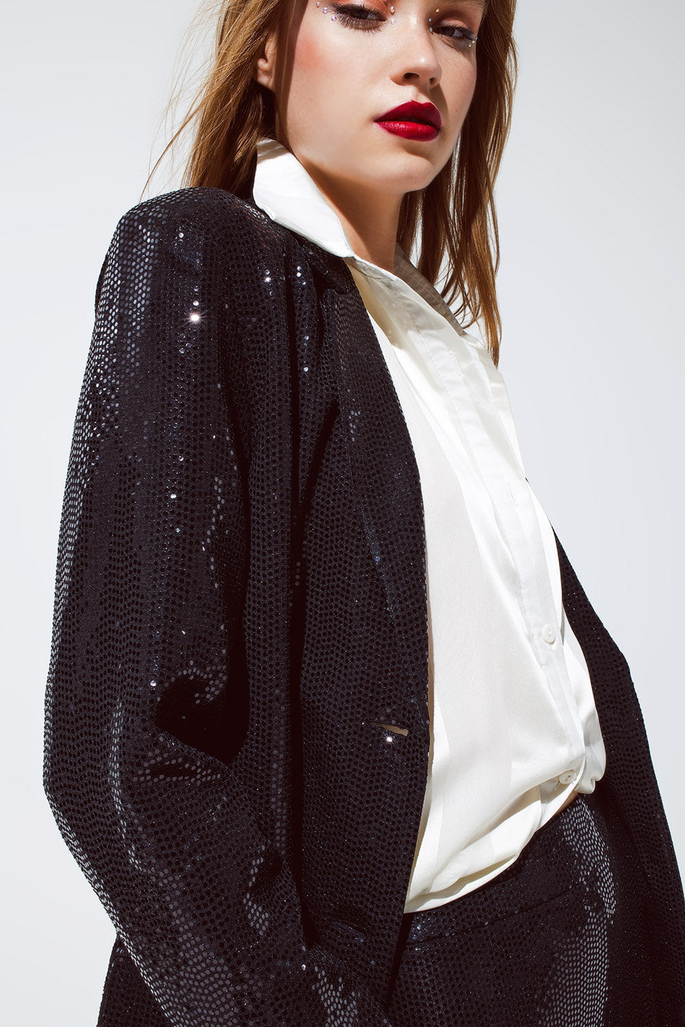 Party Relaxed Sequin Blazer in Black