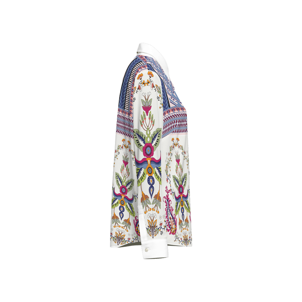 Women's Santorini Motif Classic Long Sleeve Button-Up Shirt