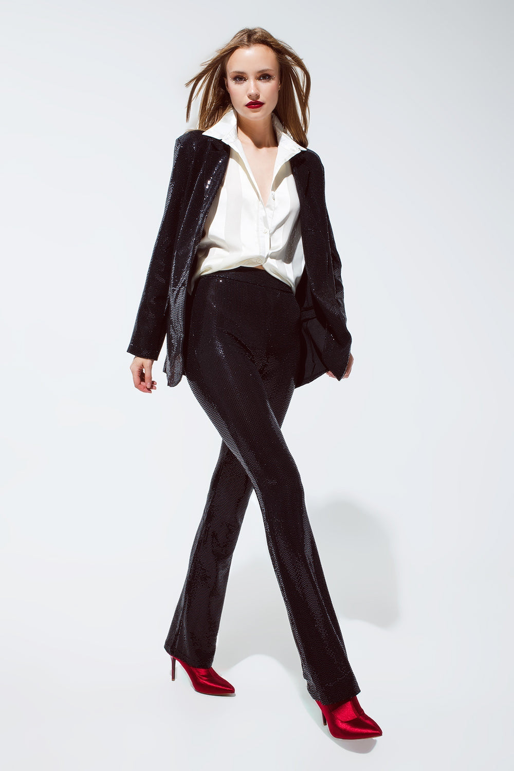 Party Relaxed Sequin Blazer in Black