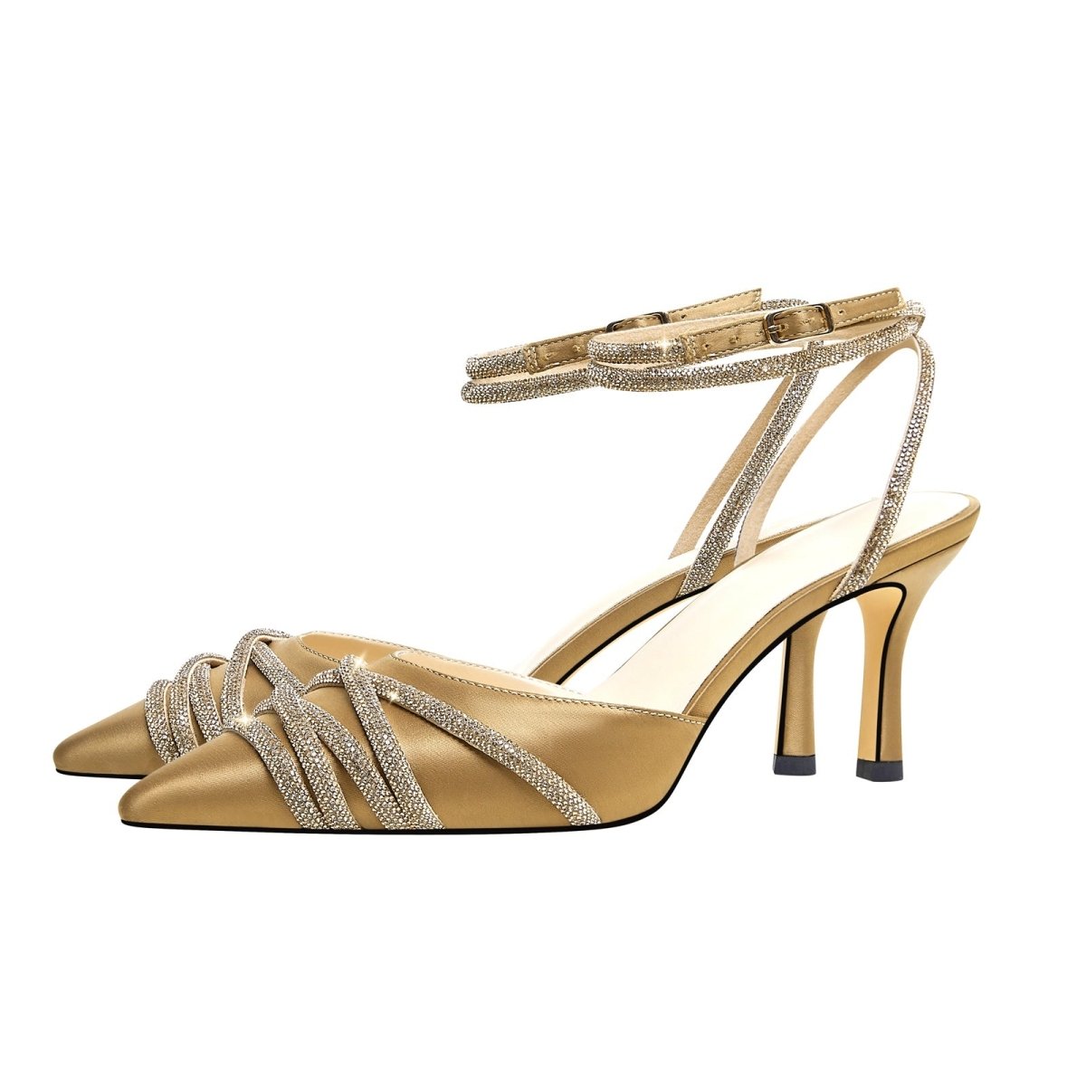 Gold Rhinestone Wrap Around Sandals