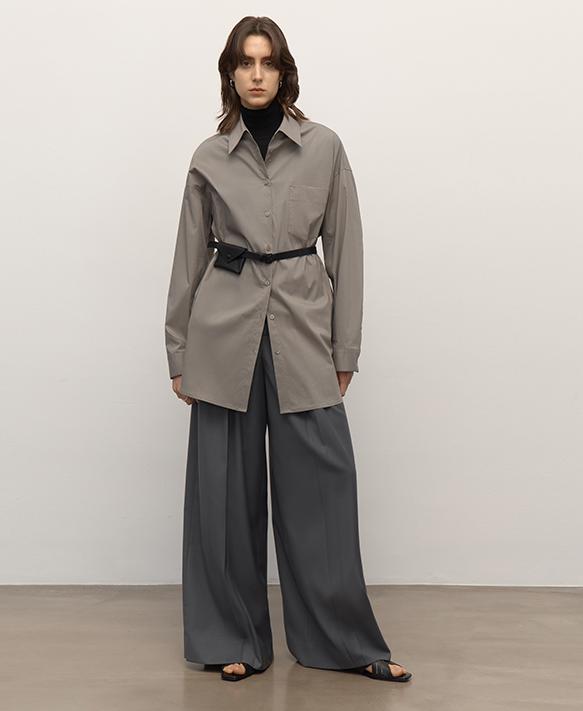 "Heart's Desire" high-end high-density nylon cotton drapes stylish all-match silhouette shirt