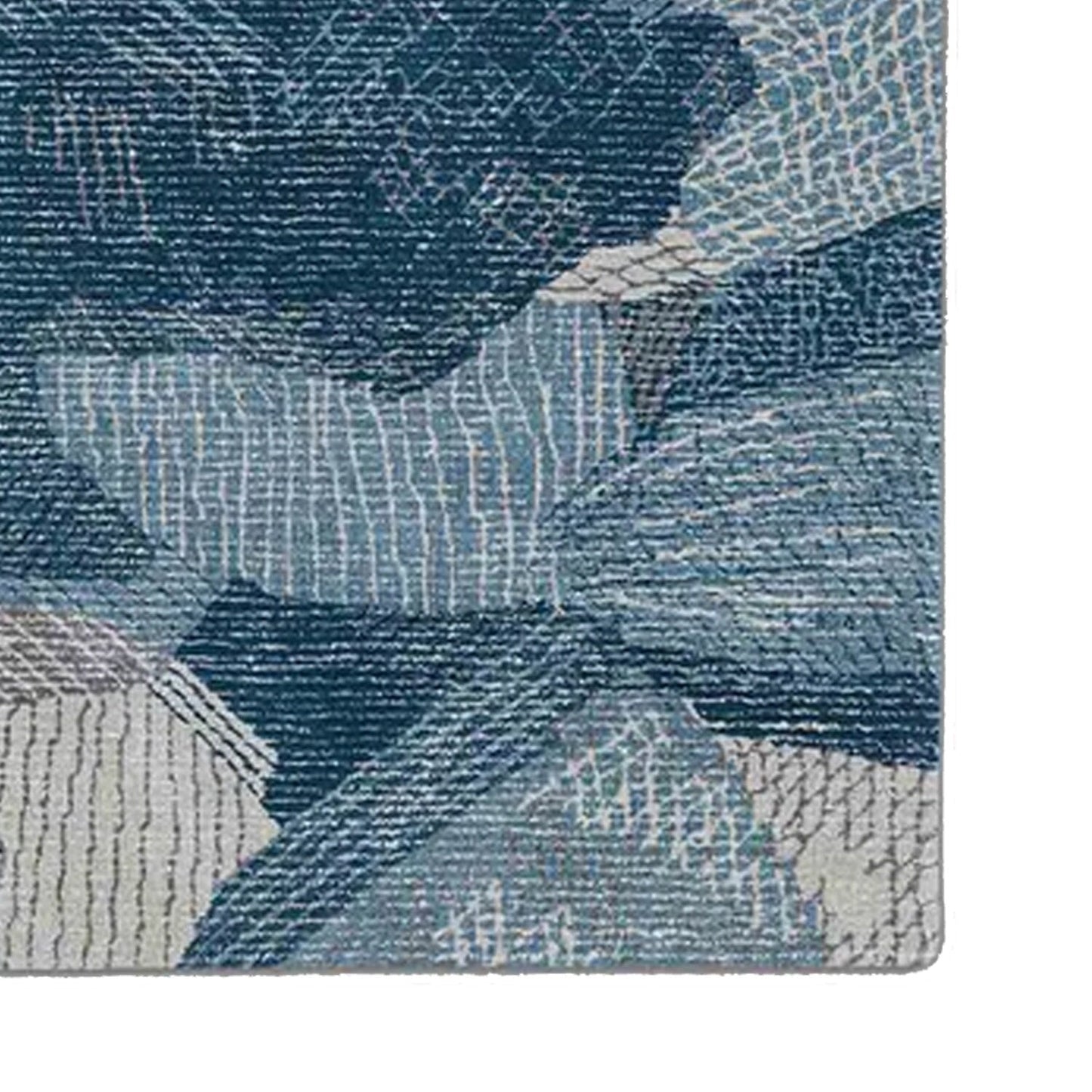 Shades of Blue | Abstract Design - Handcrafted Rug/Carpet | Pure Wool | Hand Tufted | High Pile | High Density | Yarn Dyed-4