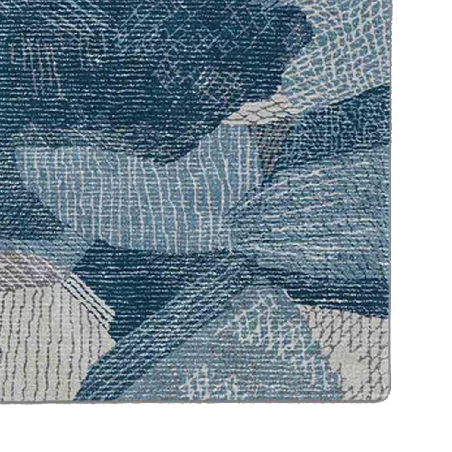 Shades of Blue | Abstract Design - Handcrafted Rug/Carpet | Pure Wool | Hand Tufted | High Pile | High Density | Yarn Dyed-4