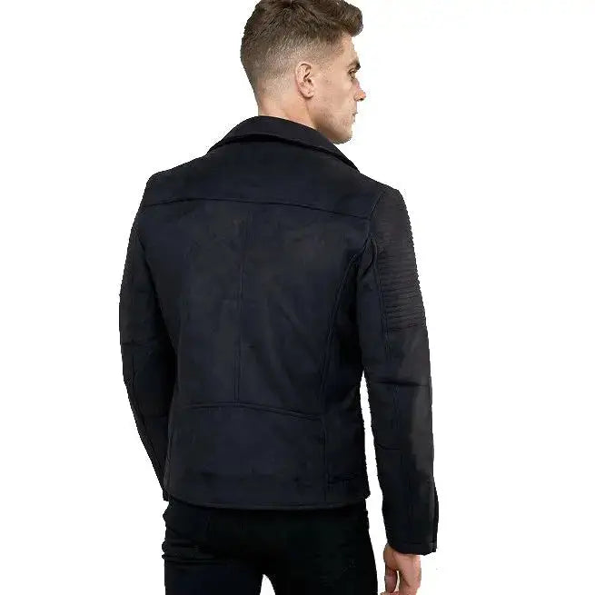 Men’s Black Pure Suede Leather Motorcycle Jacket