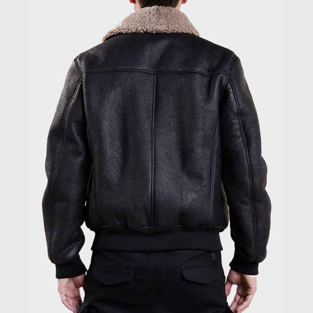 Mens Aviator Black Bomber Jacket - M