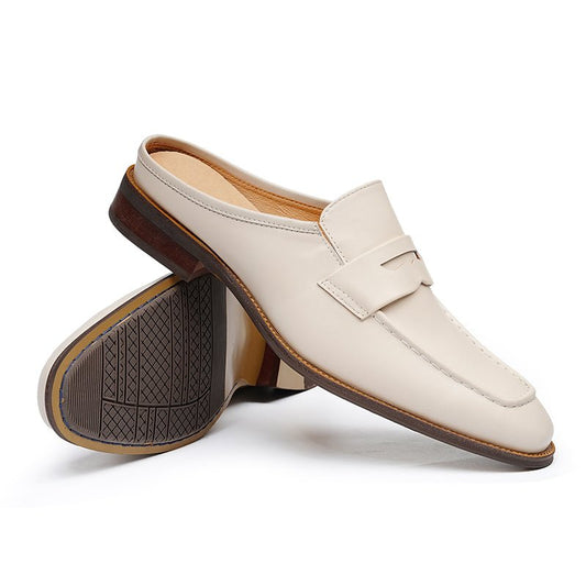 Men’s Posh Cream Leather Mules