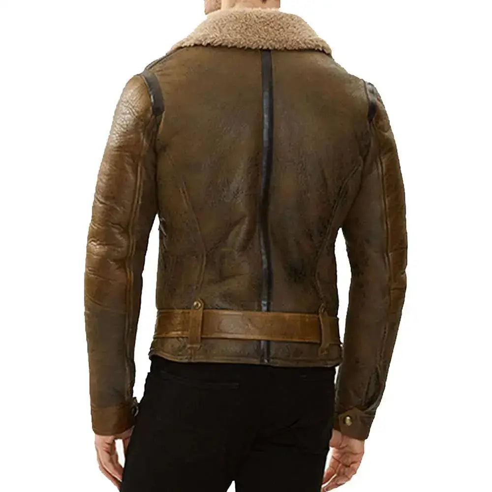 Mens Shearling Aviator Leather Jacket