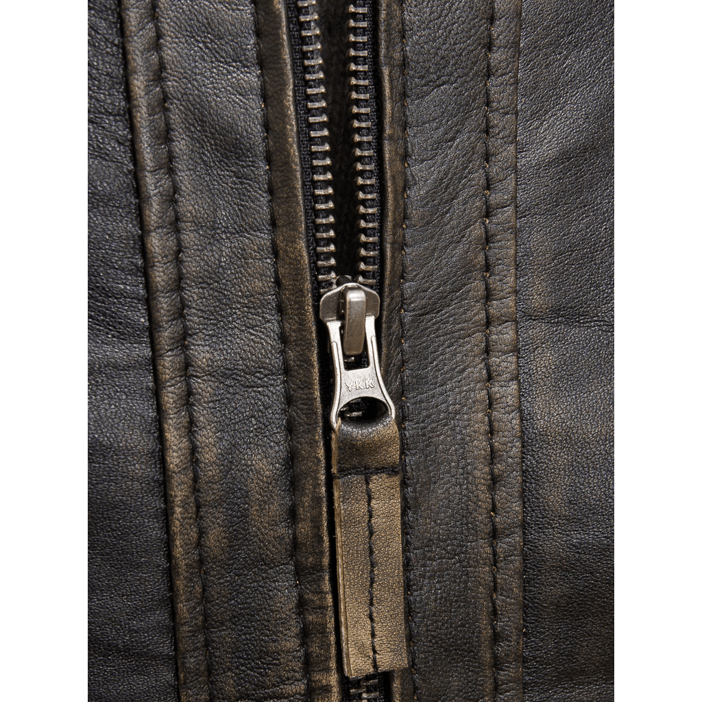 MENS VINTAGE LEATHER BIKER JACKET HARTFORD - L