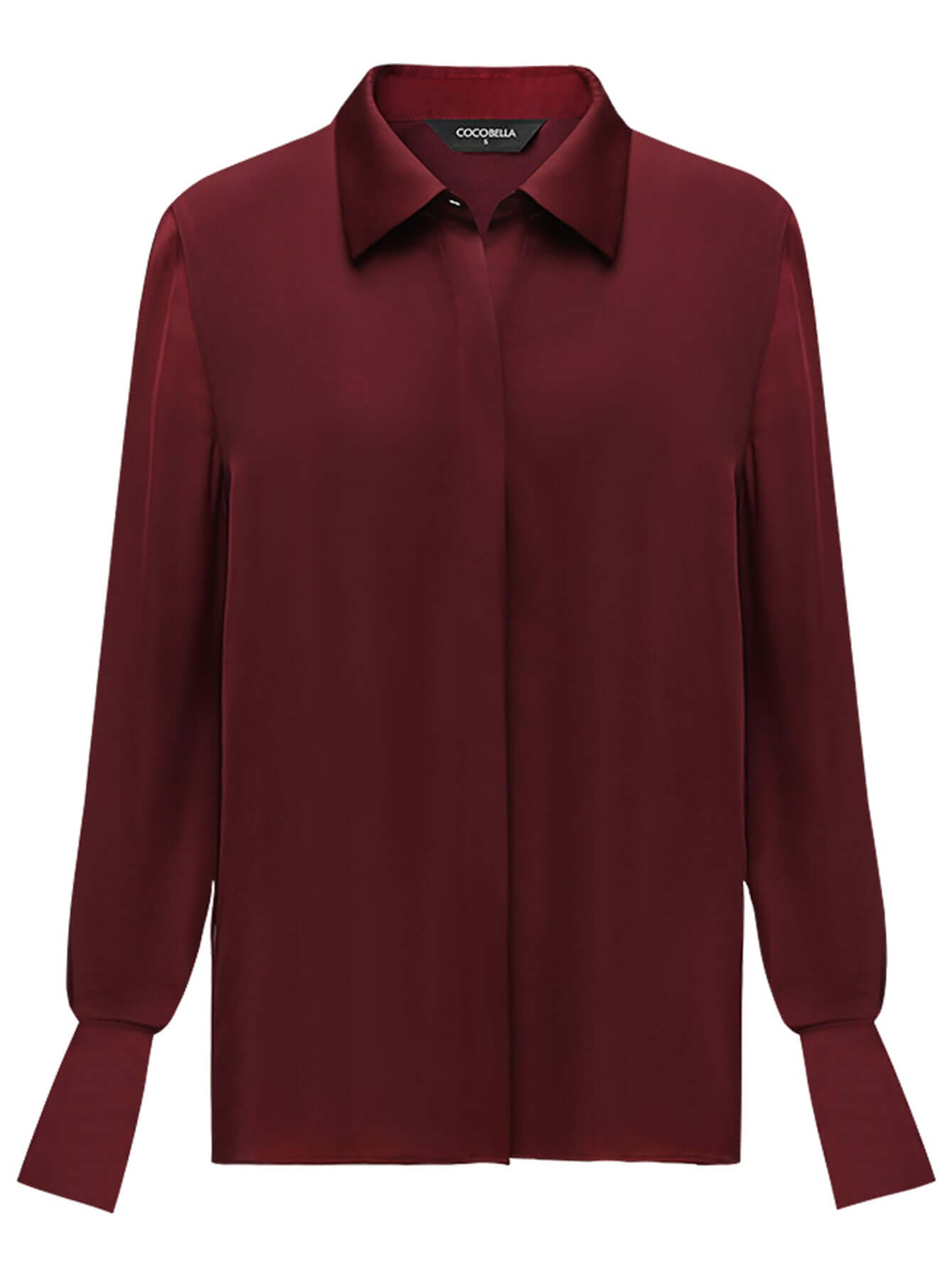 Minimalist Glossy Burgundy Wine Button Down Shirt