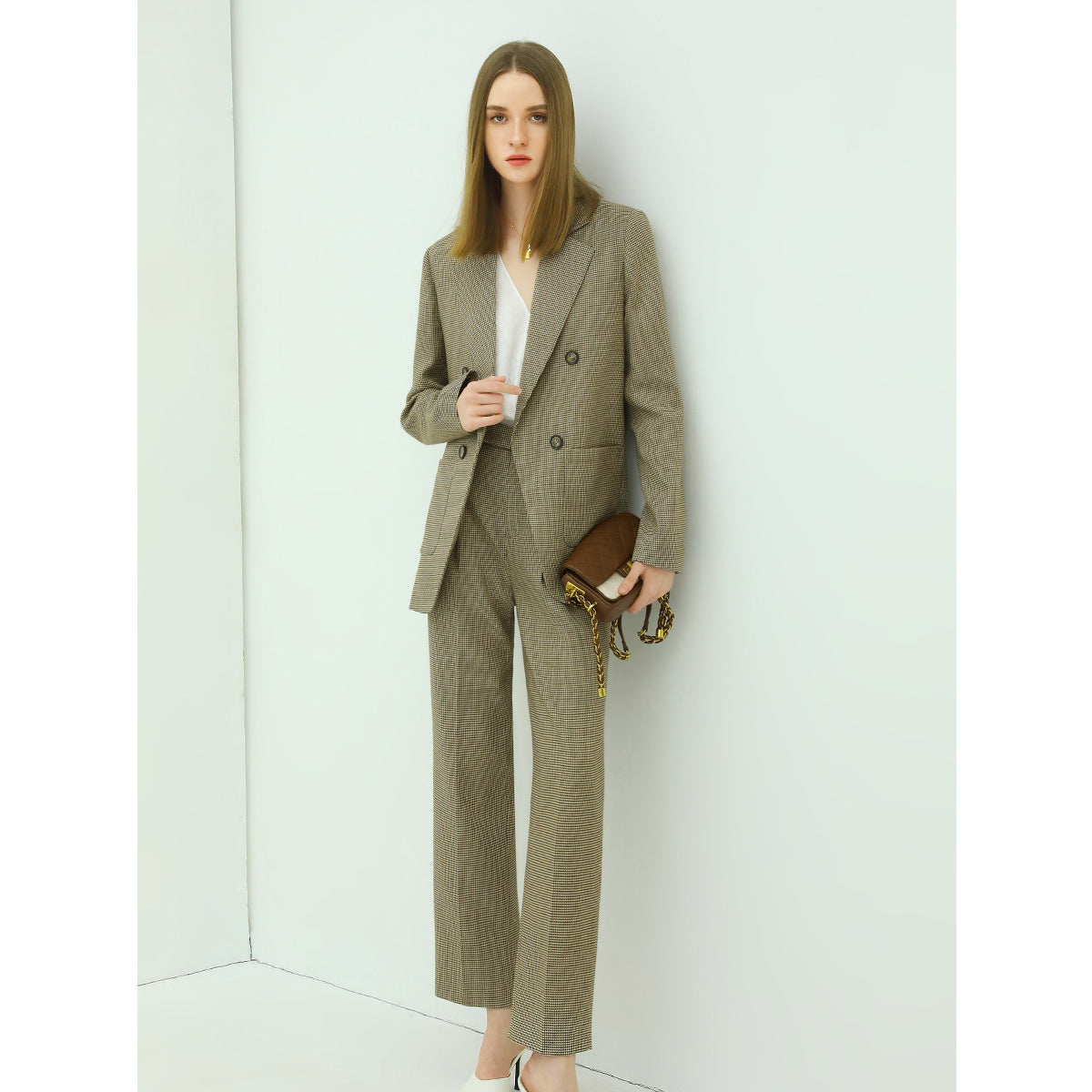 Professional Slim Fit Straight Cut Checkered Ankle Pants