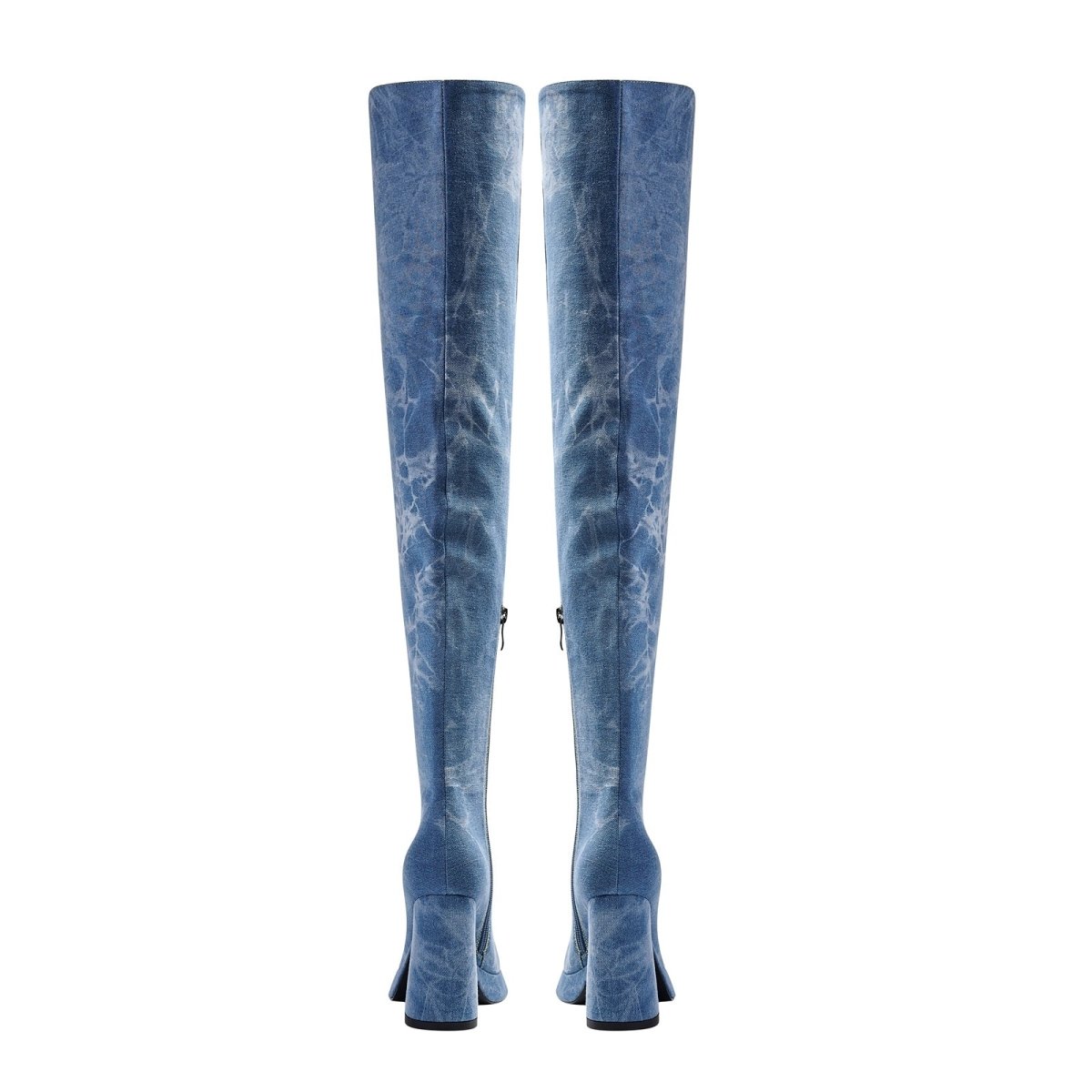 Relaxed Fit Round Toe Denim Knee High Boots