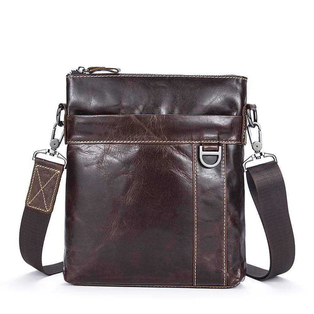 Rossie Viren Men's Vintage Cowhide Leather Voyager Small Messenger Bag