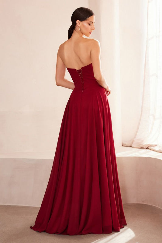 Strapless sweetheart neckline A-line dress