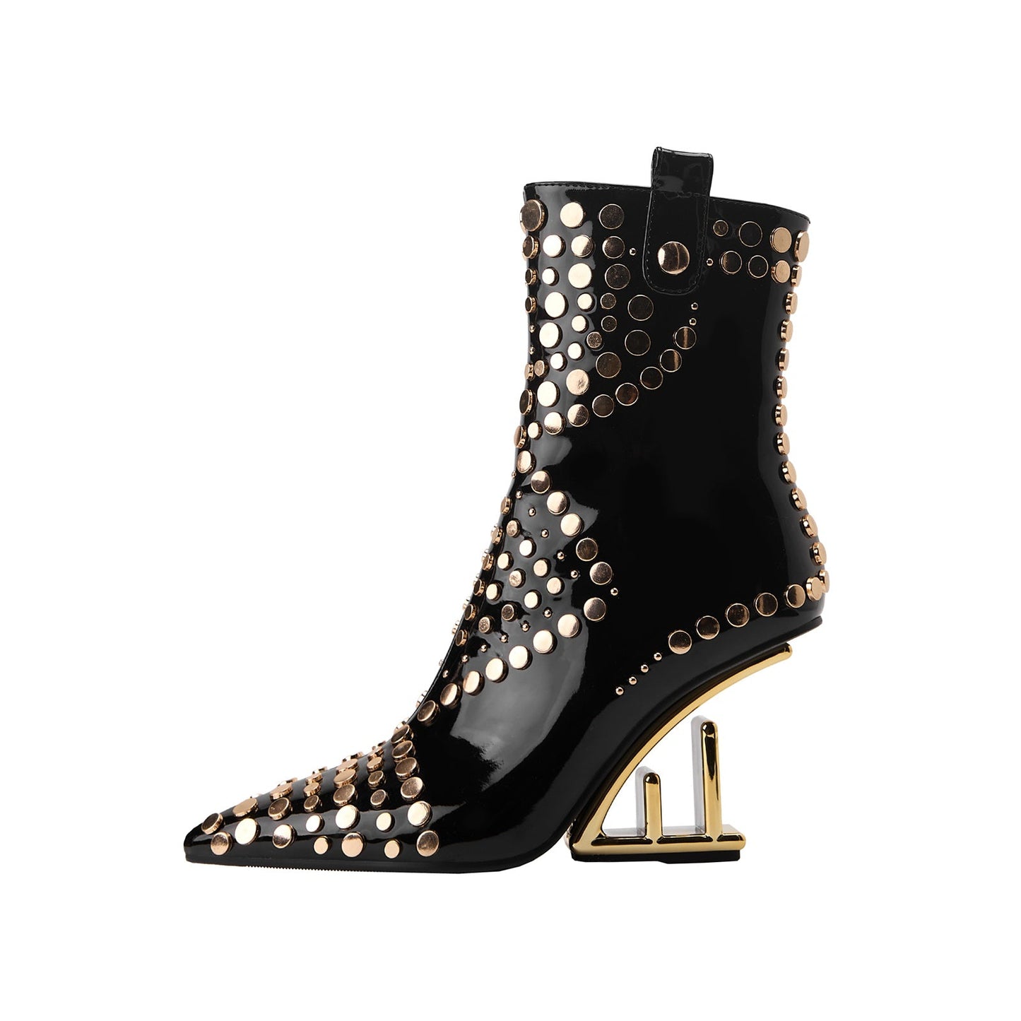 Tribal Rivet Stonehenge Heel Pointed Toe Ankle Boots