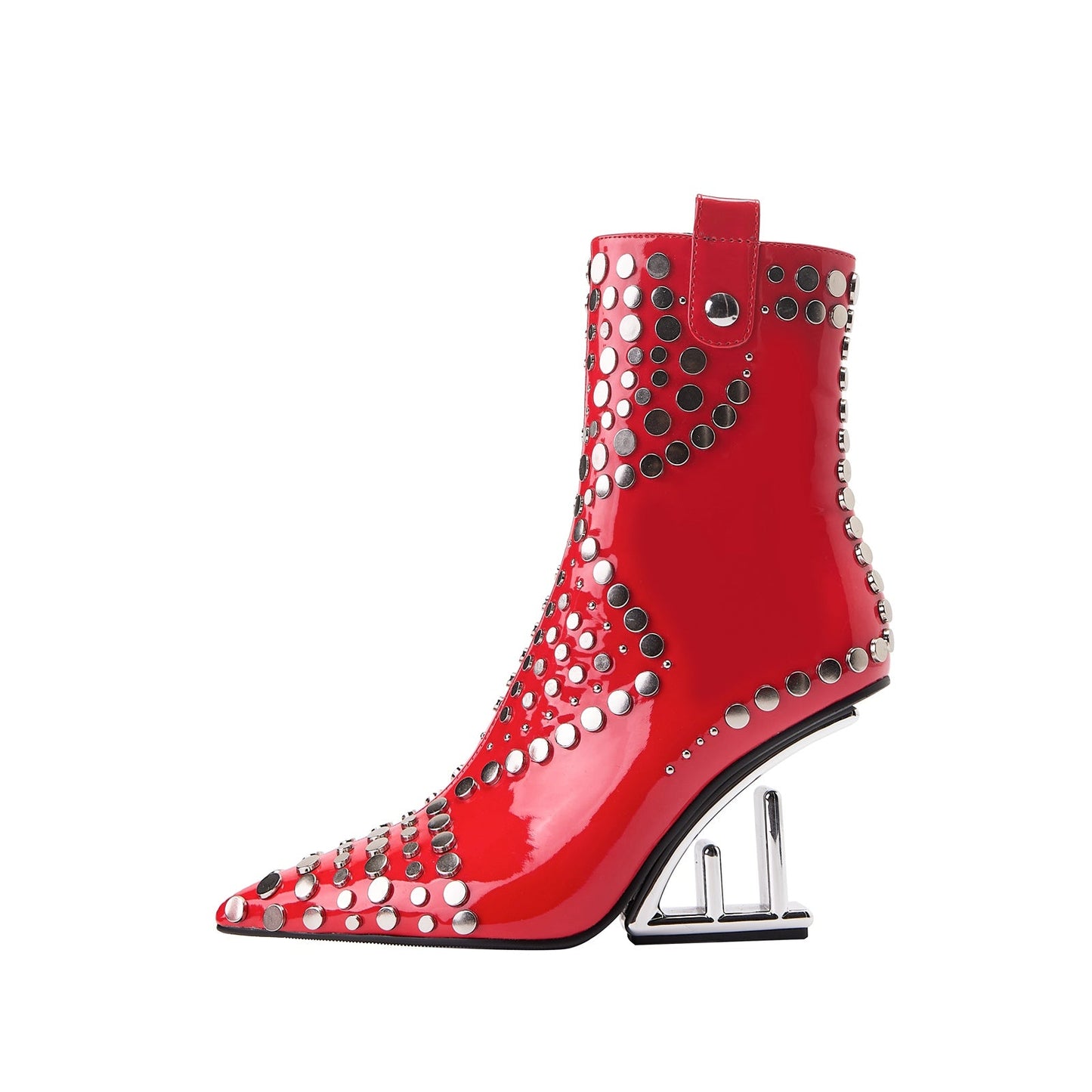 Tribal Rivet Stonehenge Heel Pointed Toe Ankle Boots
