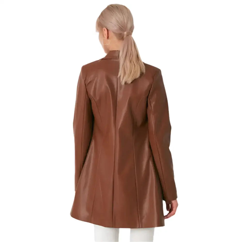 Women’s Brown Lambskin Leather Long Coat