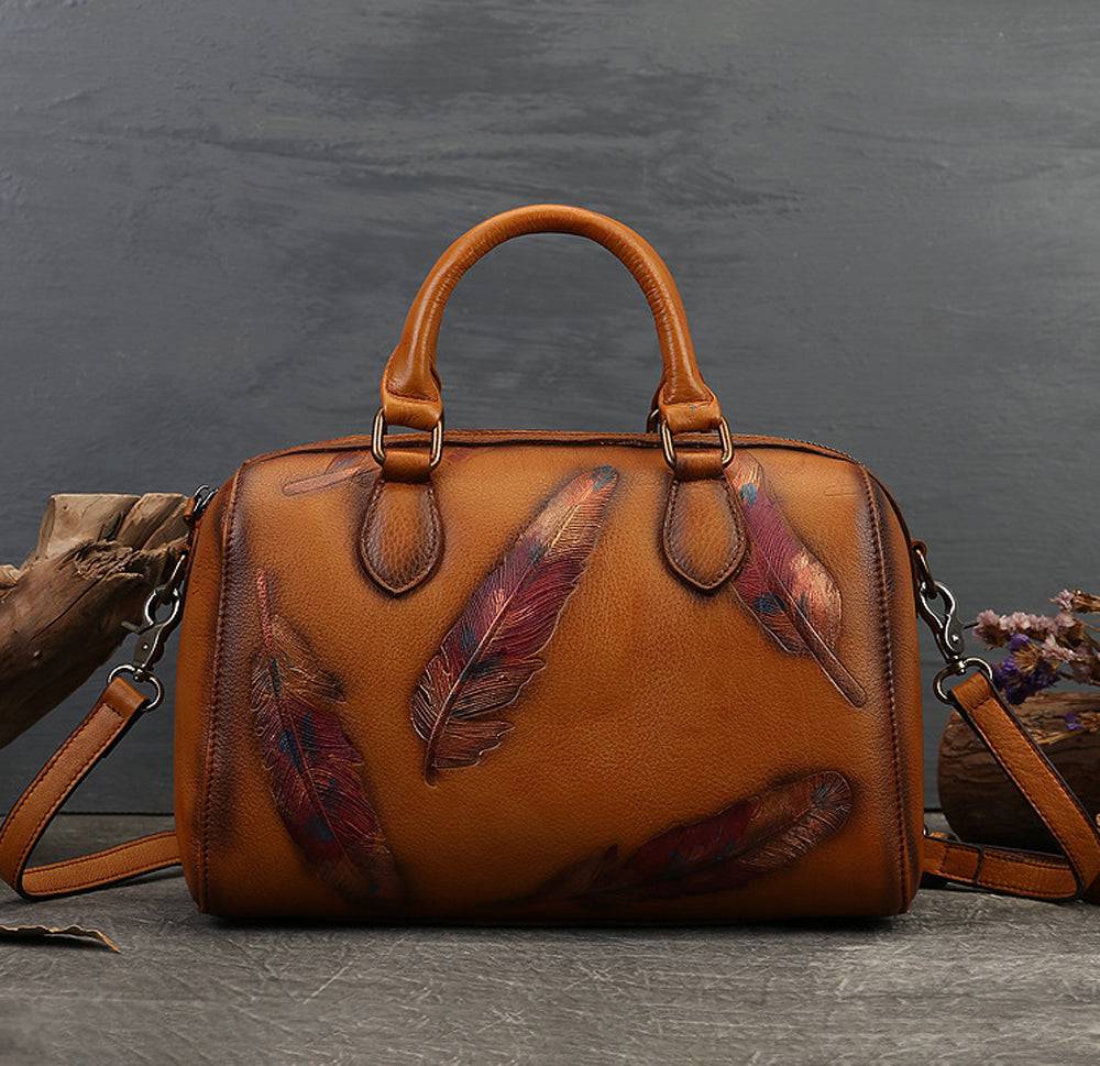 Womens Cervo Antic Leather Brown Bauletto Dream Shopping Tote Bag