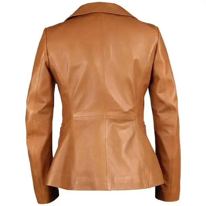 Women’s Tan Lambskin Leather Blazer