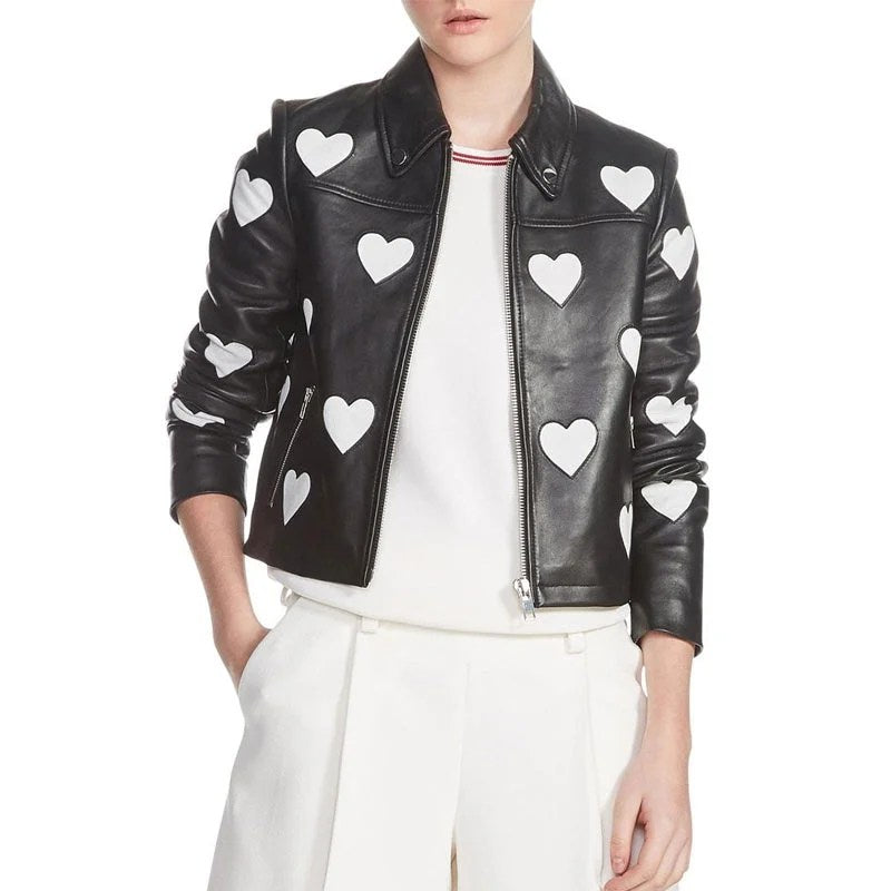 Women’s Motorcycle Maje Heart Leather Jacket - M