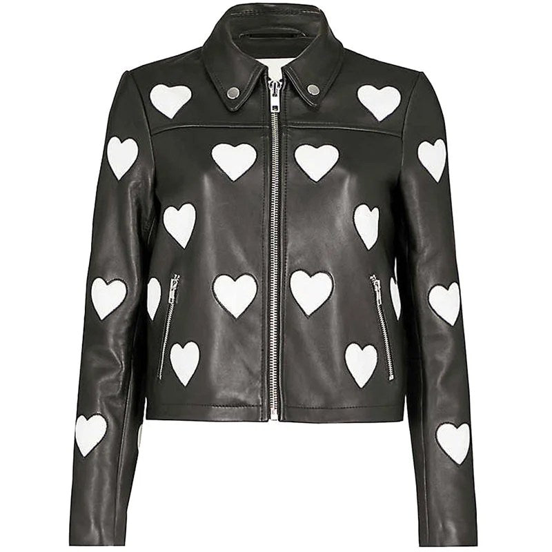 Women’s Motorcycle Maje Heart Leather Jacket