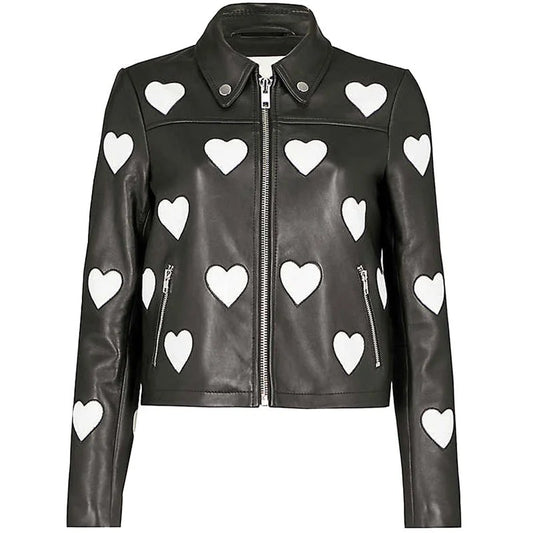 Women’s Motorcycle Maje Heart Leather Jacket